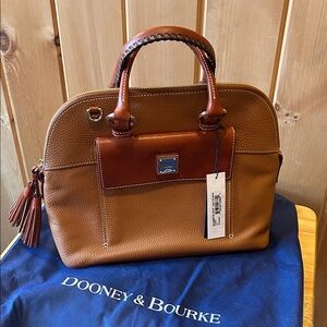 Dooney & Bourke Aubrey Tan and Brown Leather Satchel